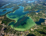 Aerial image of [2415] Cass Lake in Oakland, MI with Canvas Wrap frame