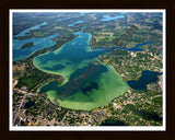 Aerial image of [2415] Cass Lake in Oakland, MI with Black Wood frame