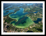 Aerial image of [2415] Cass Lake in Oakland, MI with Black Metal frame