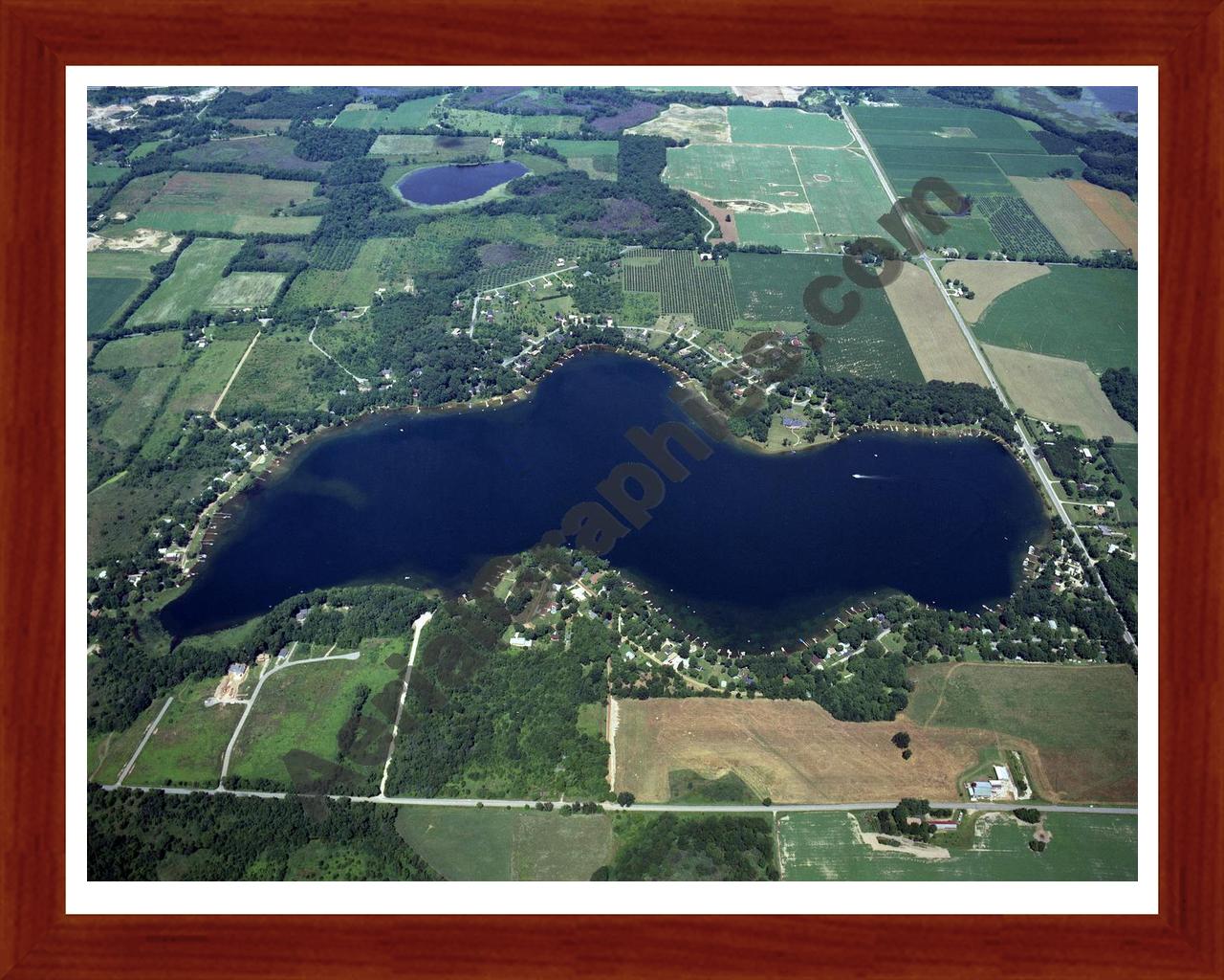 Aerial image of [241] Eagle Lake in Van Buren, MI with Cherry Wood frame