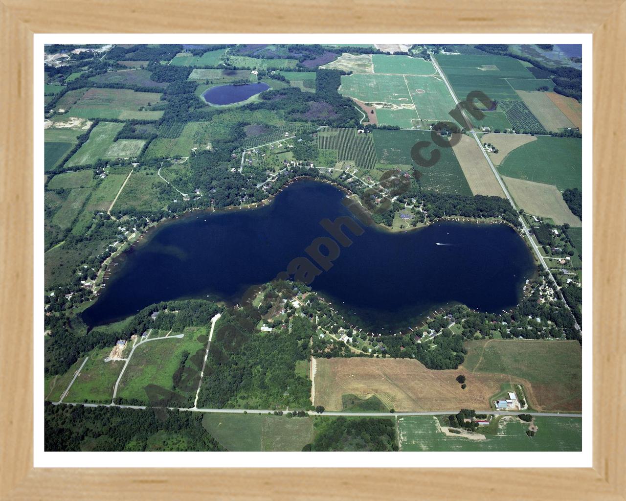 Aerial image of [241] Eagle Lake in Van Buren, MI with Natural Wood frame