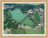 Aerial image of [243] East Lake in Allegan, MI with Natural Wood frame