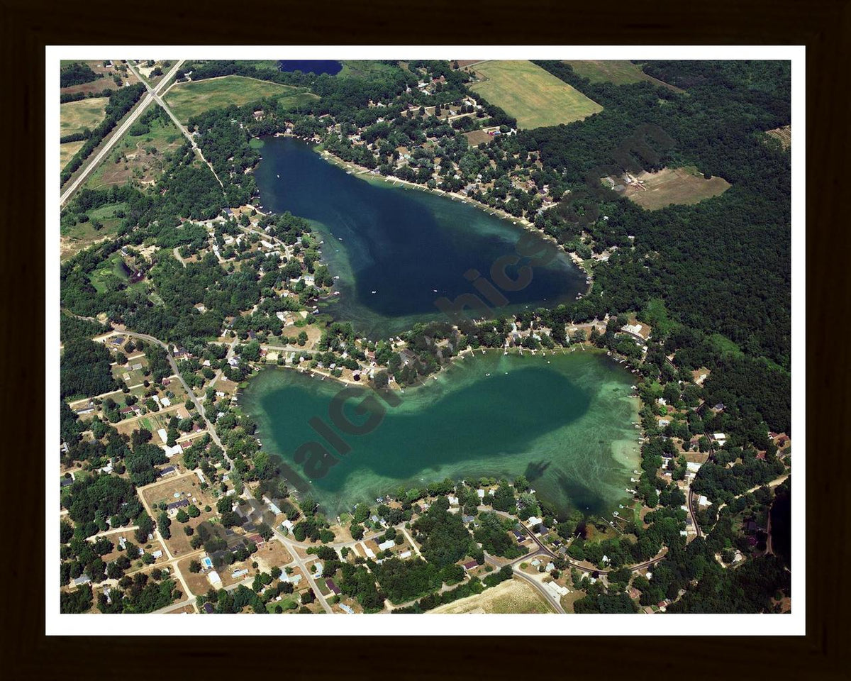 Aerial image of [2463] Twin Lakes in Cass, MI with Black Wood frame