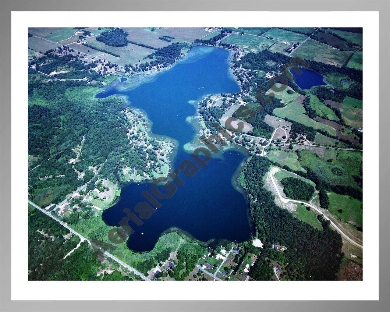 Aerial image of [2465] Pleasant Lake in St Joseph, MI with Silver Metal frame