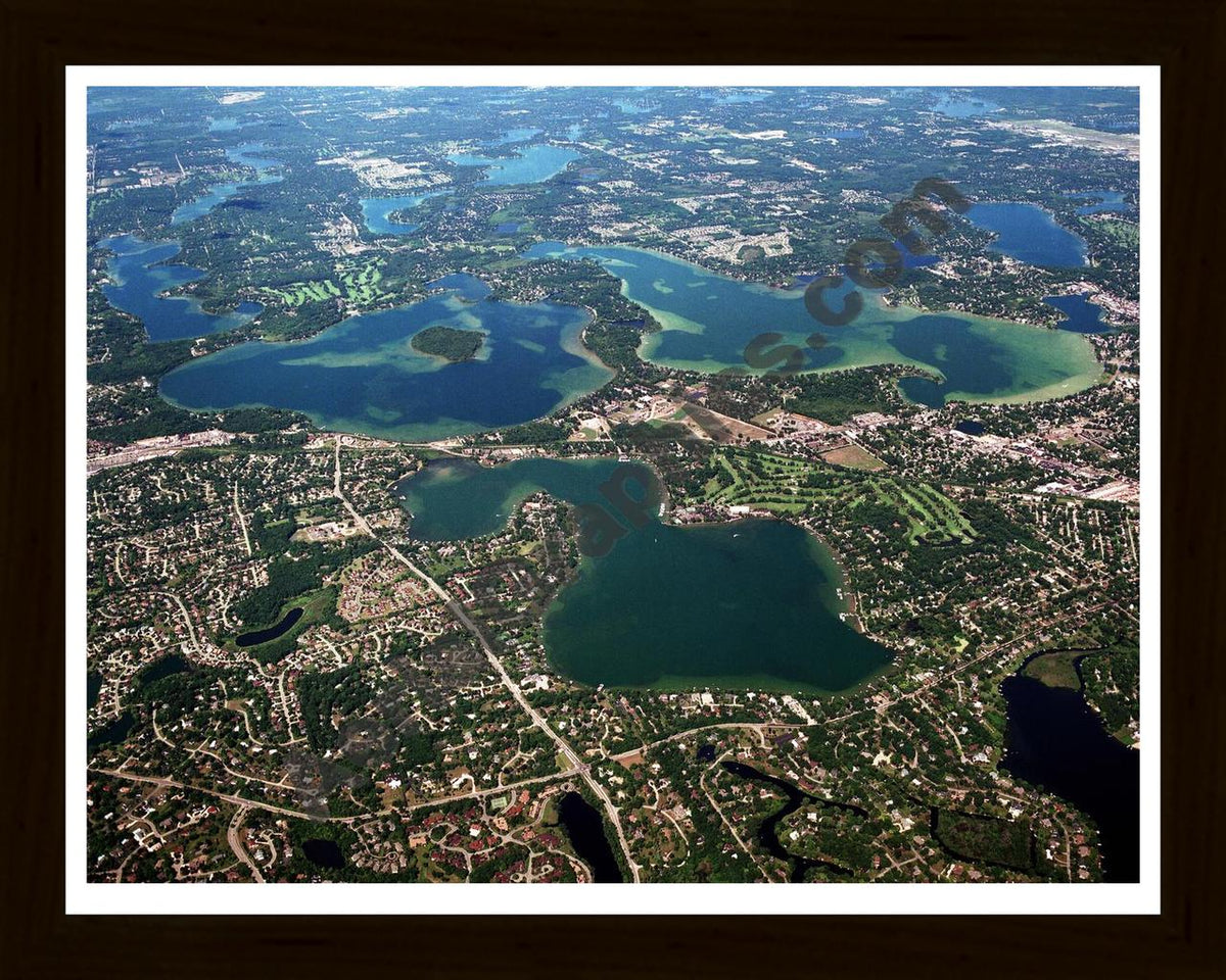 Aerial image of [2468] Oakland County Lakes in Oakland, MI with Black Wood frame