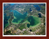 Aerial image of [2470] Cass Lake in Oakland, MI with Cherry Wood frame