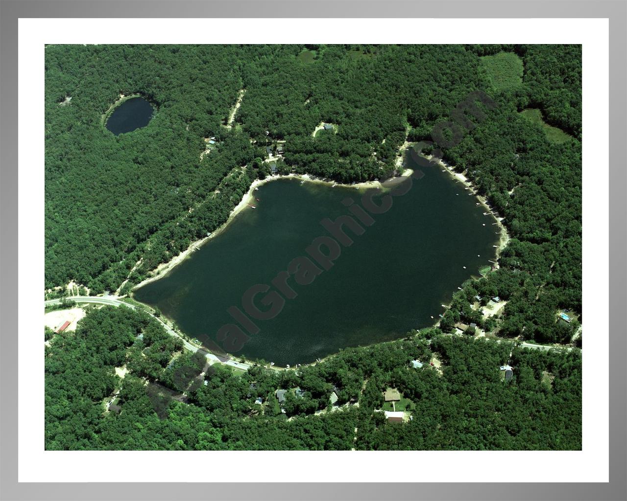 Aerial image of [2477] Bass Lake in Montcalm, MI with Silver Metal frame