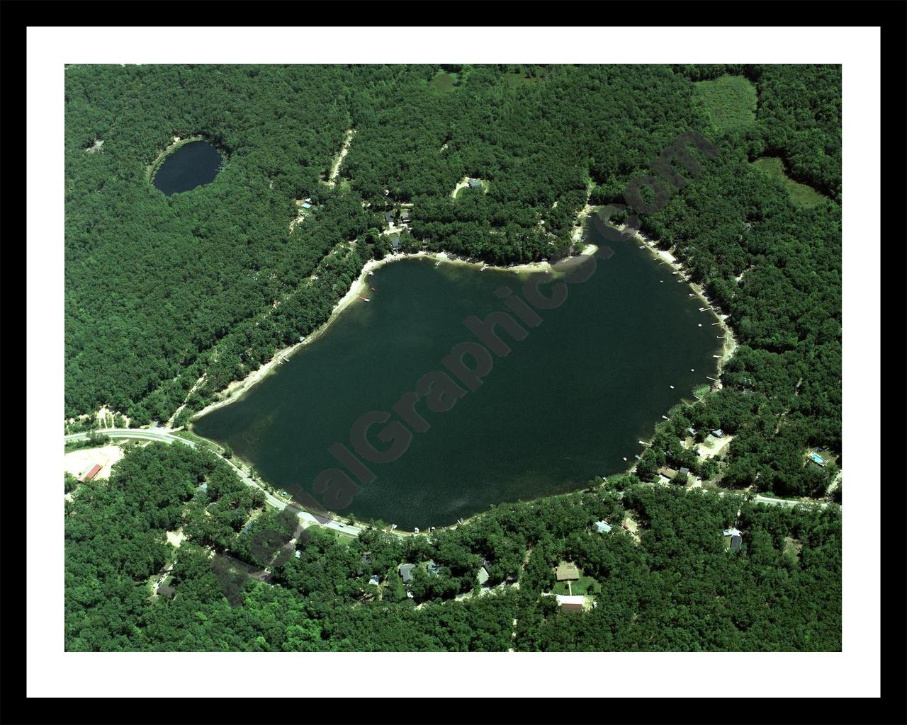 Aerial image of [2477] Bass Lake in Montcalm, MI with Black Metal frame