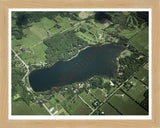 Aerial image of [2487] Clear Lake in Mecosta, MI with Natural Wood frame