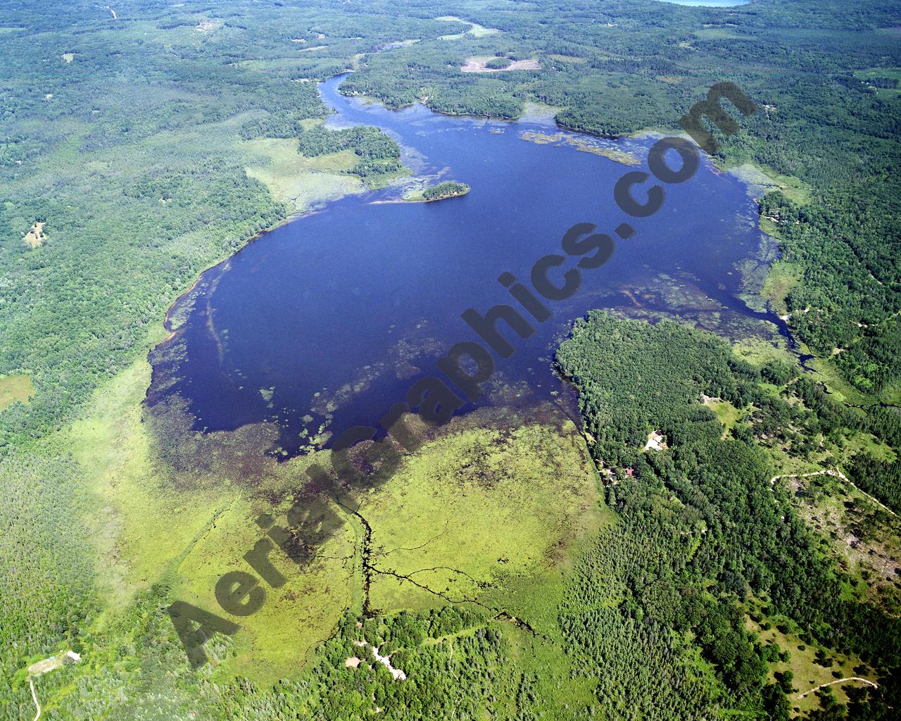 Aerial image of [2494] Grass Lake in Montmorency, MI with Canvas Wrap frame