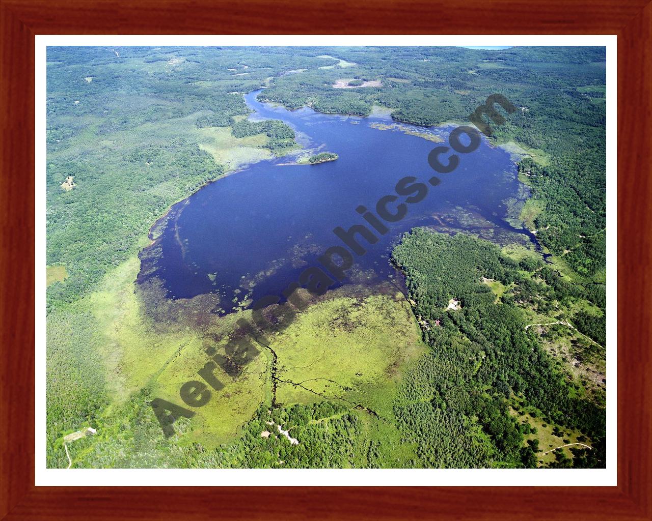 Aerial image of [2494] Grass Lake in Montmorency, MI with Cherry Wood frame