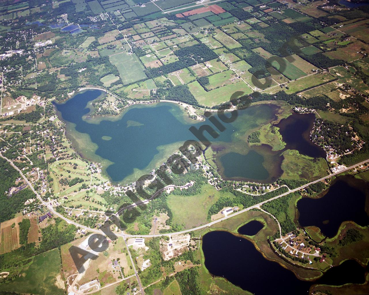 Aerial image of [2534] Baw Beese Lake in Hillsdale, MI with Canvas Wrap frame