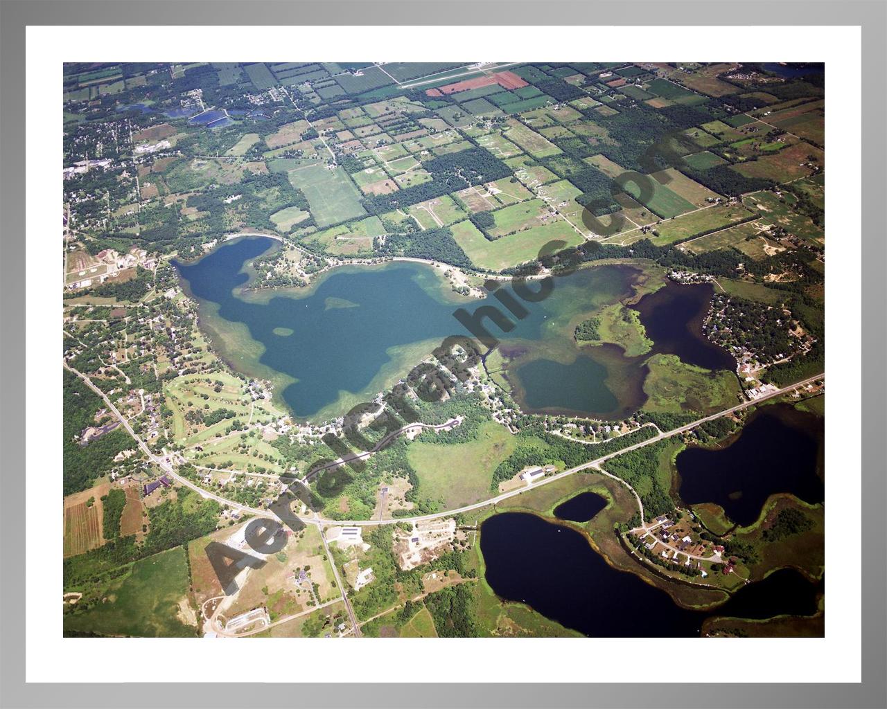 Aerial image of [2534] Baw Beese Lake in Hillsdale, MI with Silver Metal frame