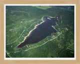 Aerial image of [2557] Rainy Lake in Presque Isle, MI with Natural Wood frame