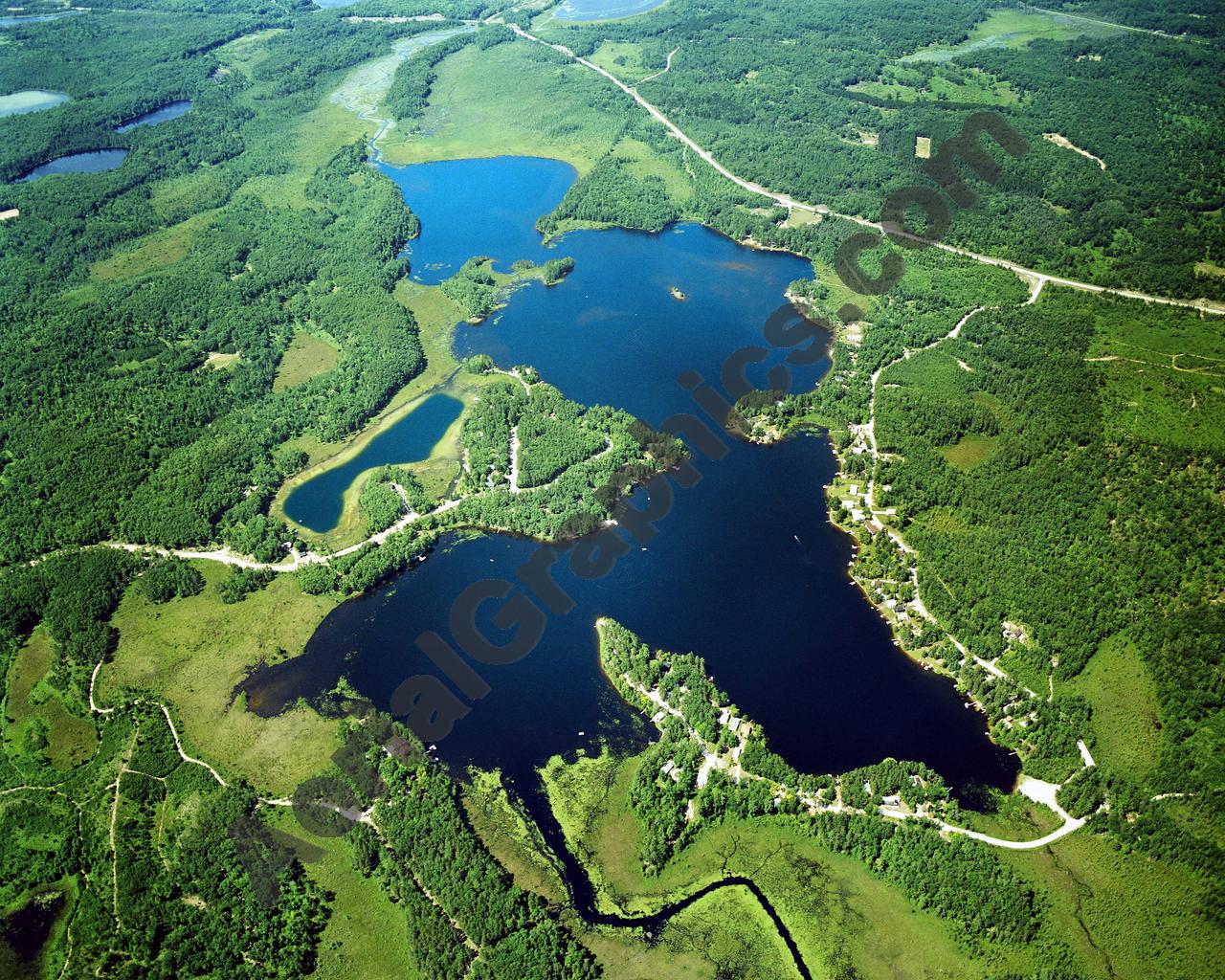 Aerial image of [2559] Lake Nettie in Presque Isle, MI with Canvas Wrap frame