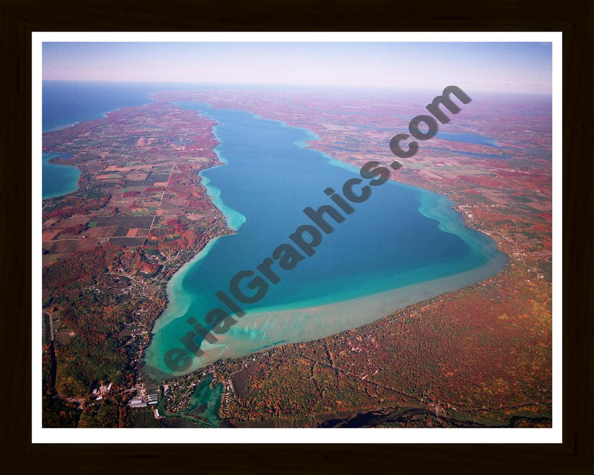 Aerial image of [2644] Torch Lake (Looking North) in Antrim, MI with Black Wood frame