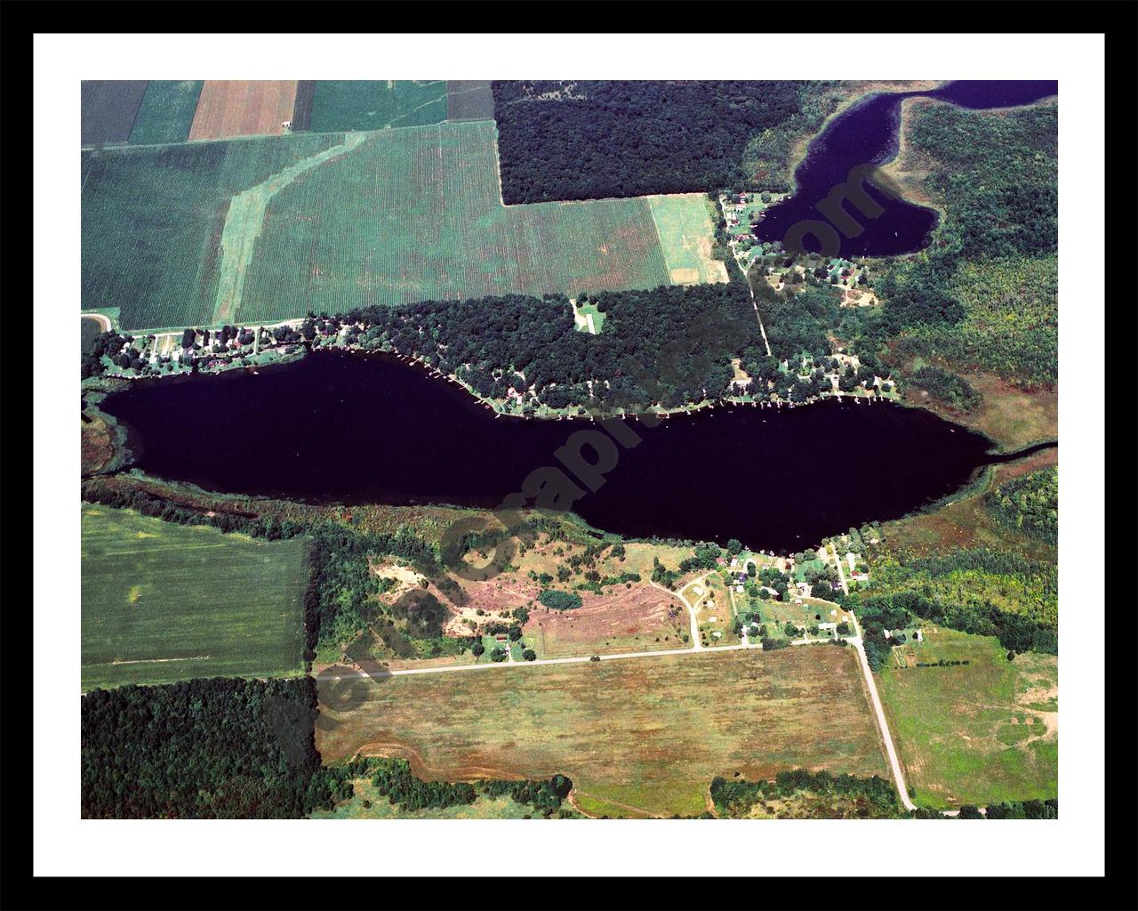 Aerial image of [264] Finch Lake in Cass, MI with Black Metal frame