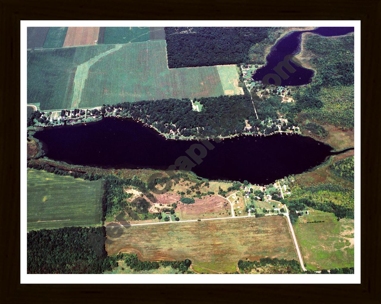 Aerial image of [264] Finch Lake in Cass, MI with Black Wood frame