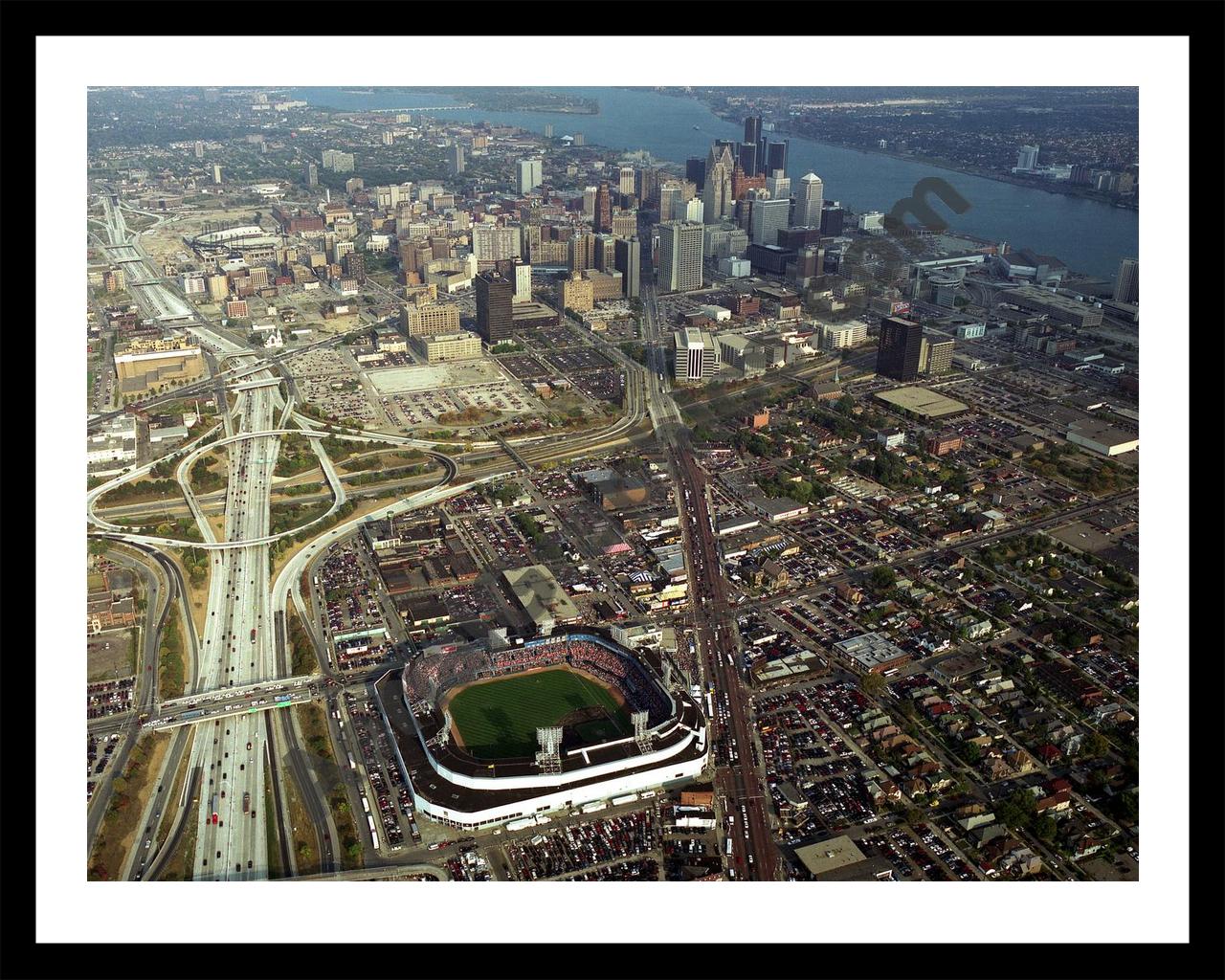 Aerial image of [2685] Tiger Stadium Neg4407 with Black Metal frame