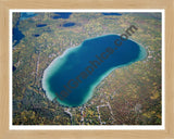 Aerial image of [2718] Avalon Lake (Fall) in Montmorency, MI with Natural Wood frame