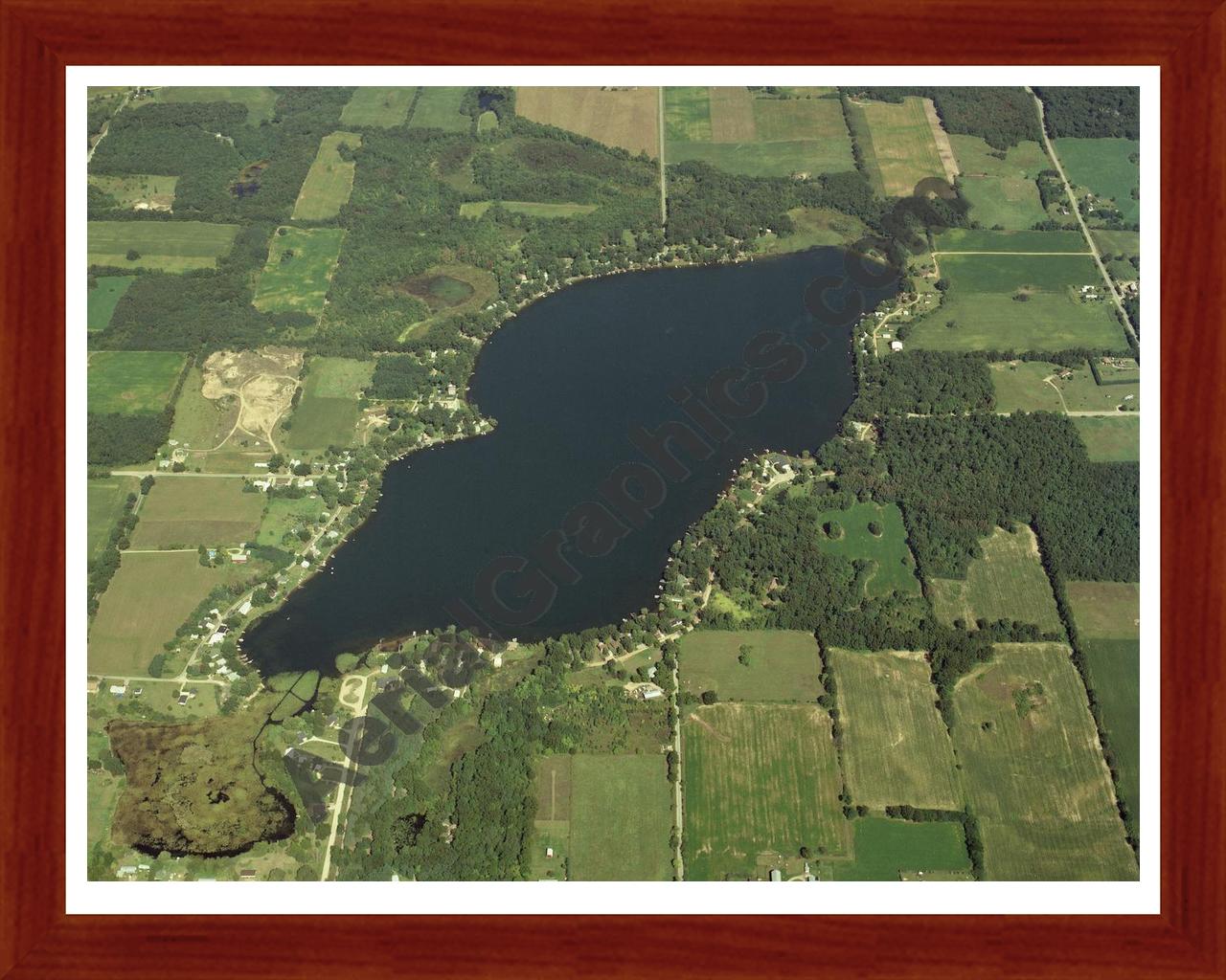 Aerial image of [274] Fish Lake in St Joseph, MI with Cherry Wood frame