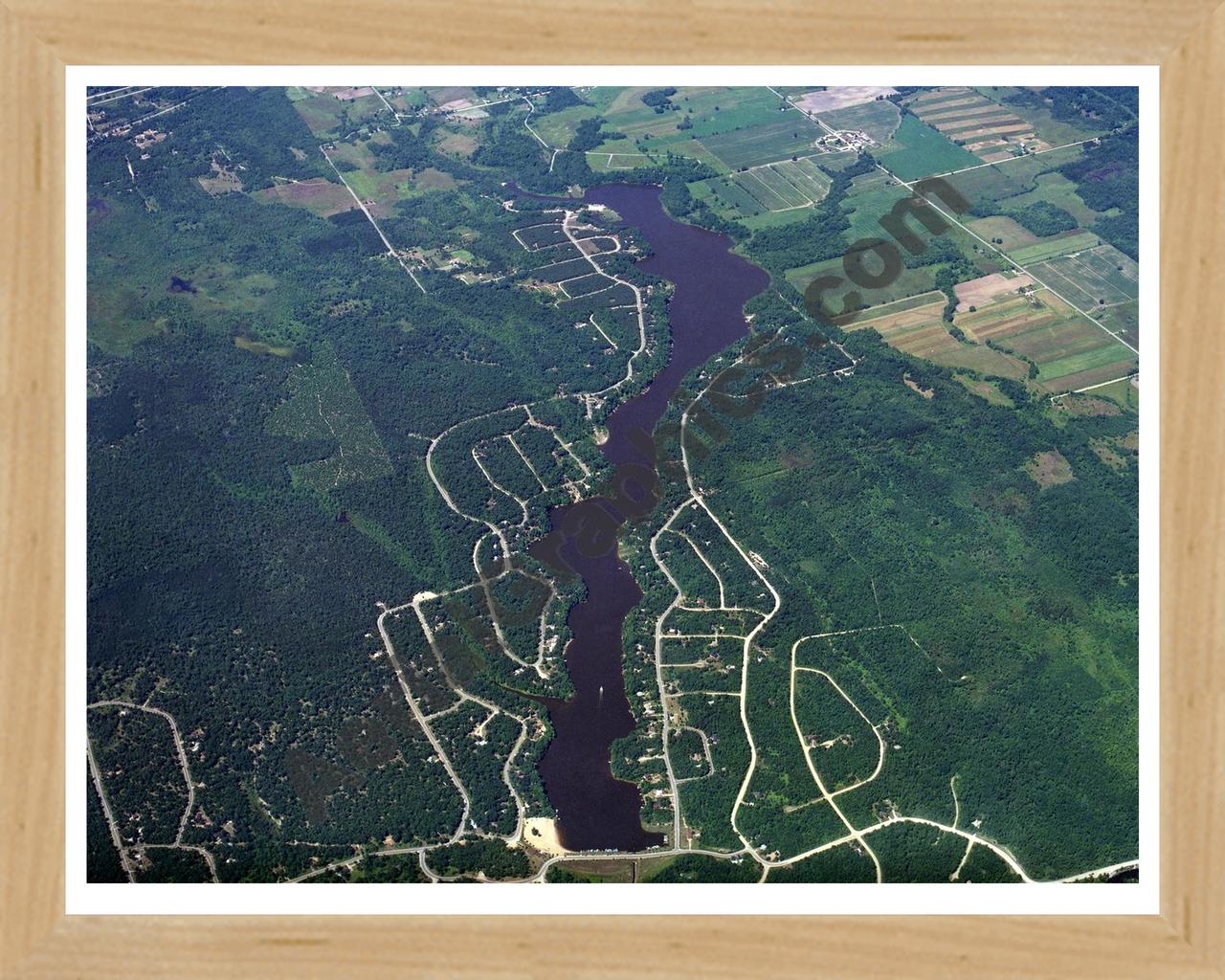 Aerial image of [282] Forest Lake in Arenac, MI with Natural Wood frame