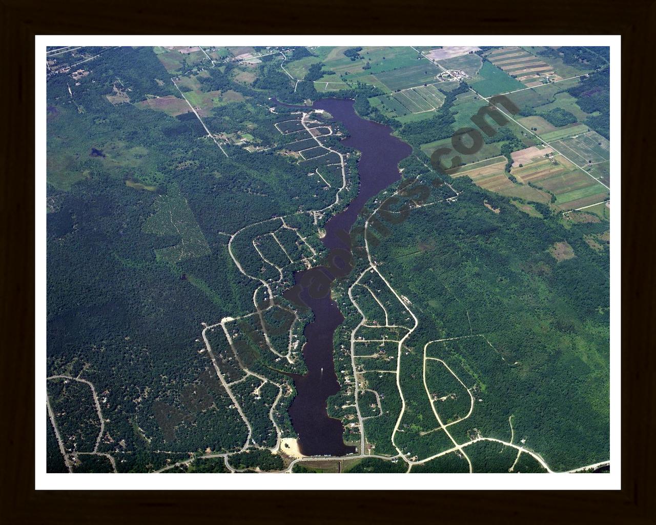 Aerial image of [282] Forest Lake in Arenac, MI with Black Wood frame