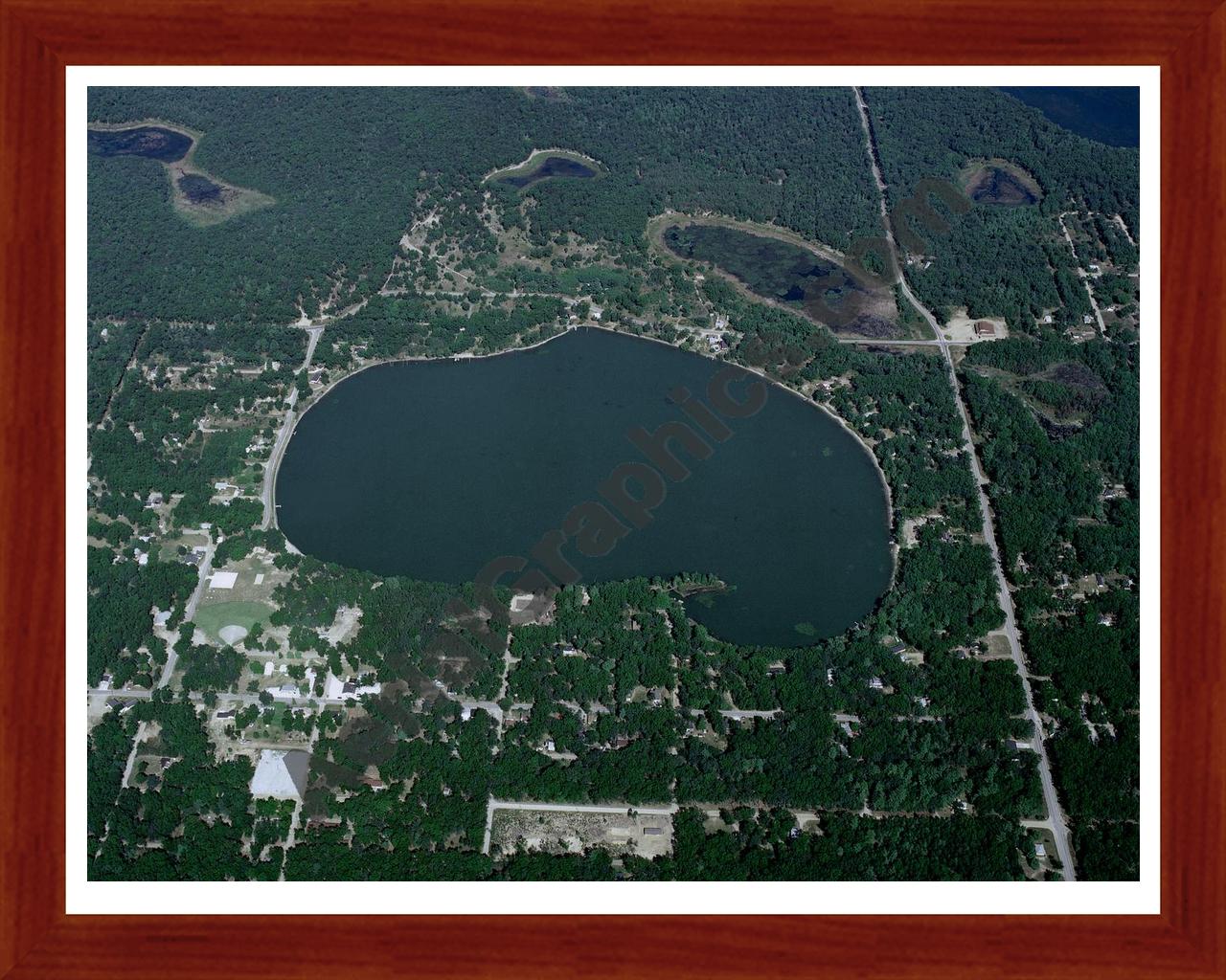 Aerial image of [284] Fox Lake in Muskegon, MI with Cherry Wood frame