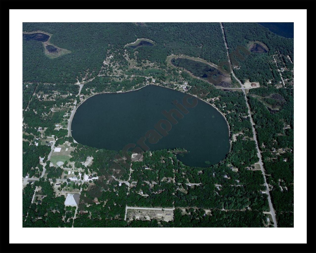 Aerial image of [284] Fox Lake in Muskegon, MI with Black Metal frame