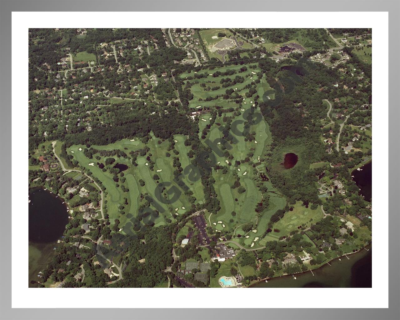 Aerial image of [2861] Orchard Lake Country Club in Oakland, MI with Silver Metal frame