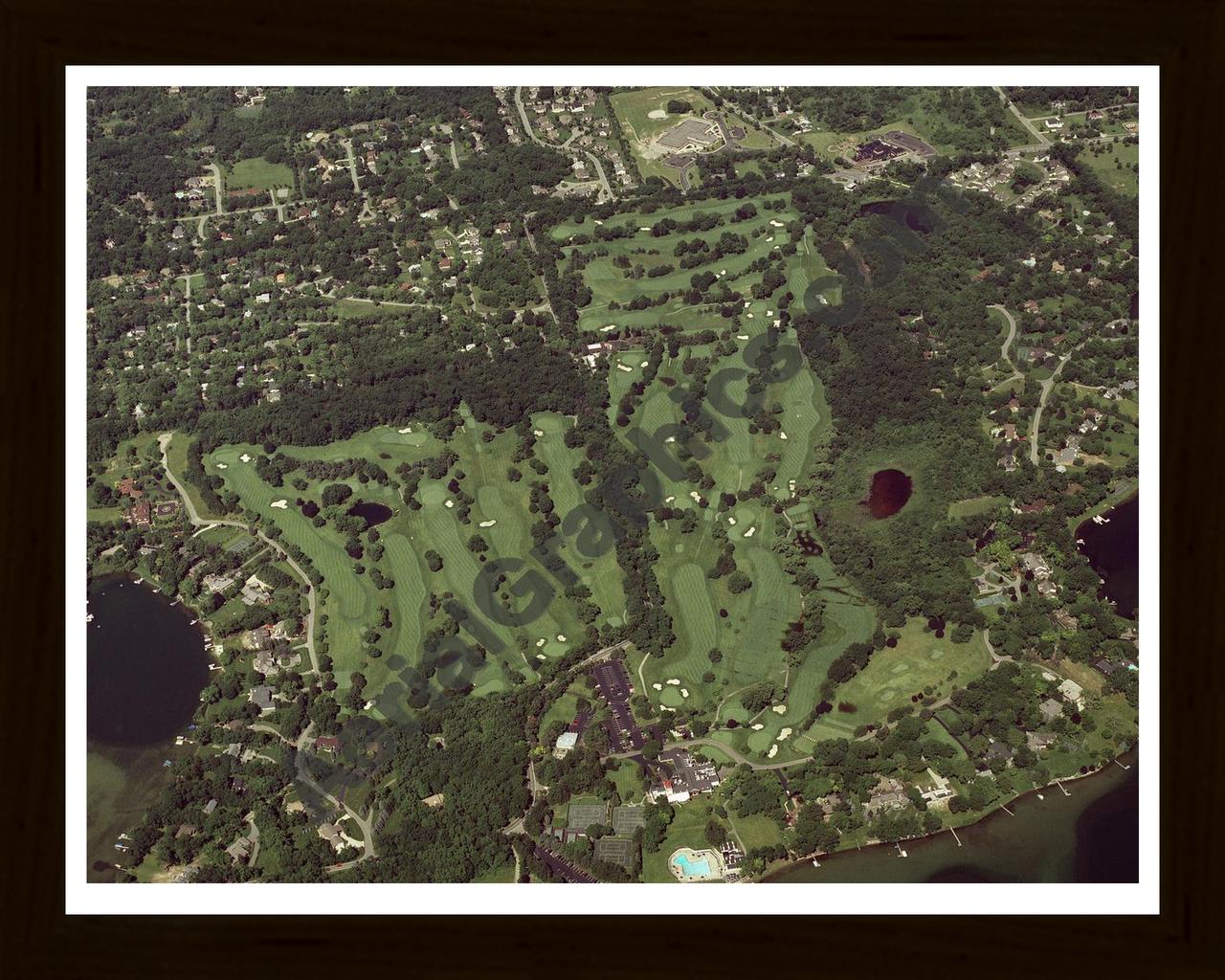 Aerial image of [2861] Orchard Lake Country Club in Oakland, MI with Black Wood frame