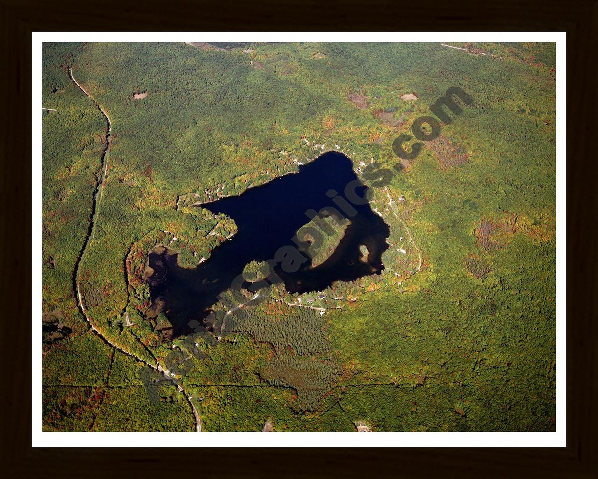 Aerial image of [290] Gaylanta Lake in Montmorency, MI with Black Wood frame