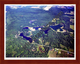 Aerial image of [2915] Spring, West, and Tacoma Lakes in Montcalm, MI with Cherry Wood frame