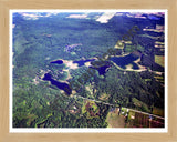 Aerial image of [2915] Spring, West, and Tacoma Lakes in Montcalm, MI with Natural Wood frame