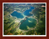 Aerial image of [2925] Devils Lake & Round Lake in Lenawee, MI with Cherry Wood frame