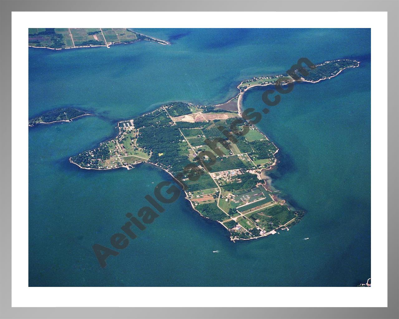 Aerial image of [2935] Middle Bass Island with Silver Metal frame