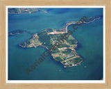 Aerial image of [2935] Middle Bass Island with Natural Wood frame