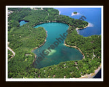 Aerial image of [2947] Mickey Lake in Grand Traverse, MI with Black Wood frame