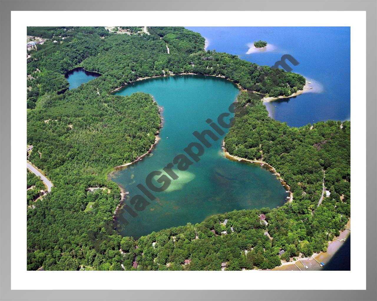 Aerial image of [2947] Mickey Lake in Grand Traverse, MI with Silver Metal frame