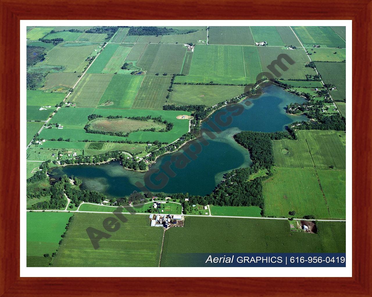 Aerial image of [294] Gilead Lake in Branch, MI with Cherry Wood frame