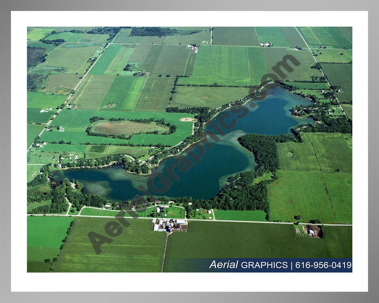 Aerial image of [294] Gilead Lake in Branch, MI with Silver Metal frame