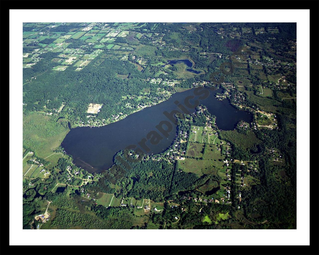 Aerial image of [2971] Big Lake in Oakland, MI with Black Metal frame