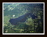 Aerial image of [2971] Big Lake in Oakland, MI with Black Wood frame