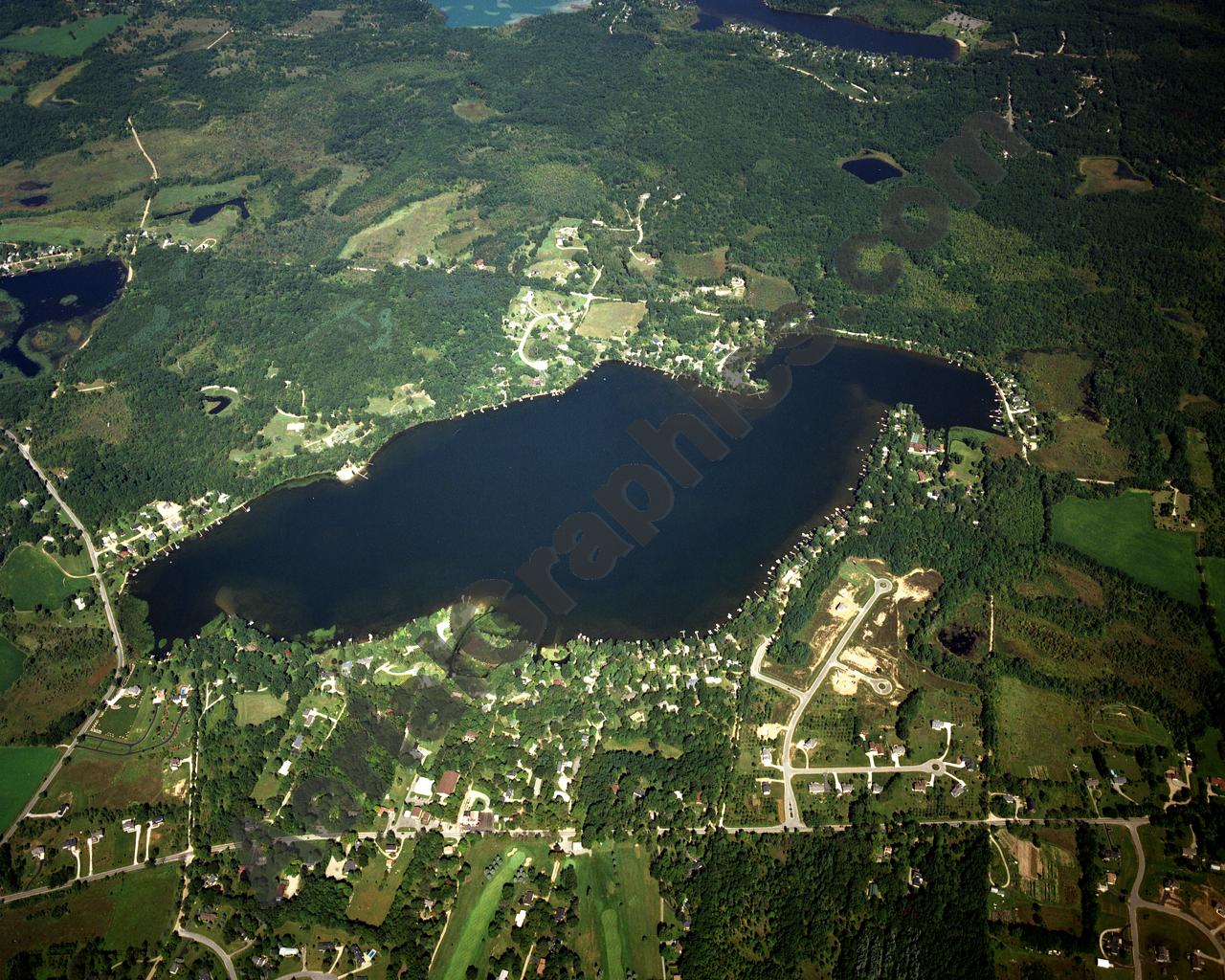 Aerial image of [2977] North Lake in Washtenaw, MI with Canvas Wrap frame