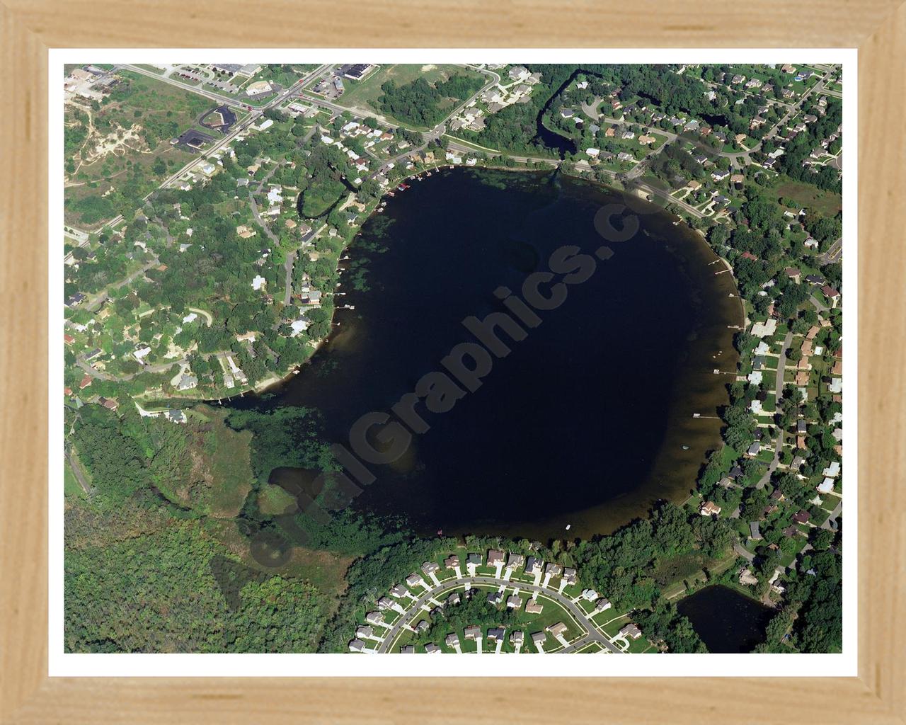 Aerial image of [2987] Pleasant Lake in Oakland, MI with Natural Wood frame