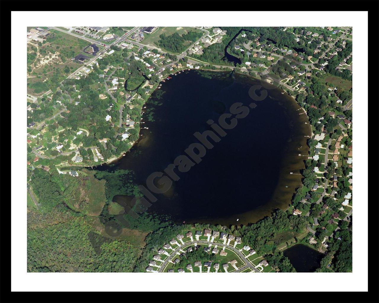 Aerial image of [2987] Pleasant Lake in Oakland, MI with Black Metal frame