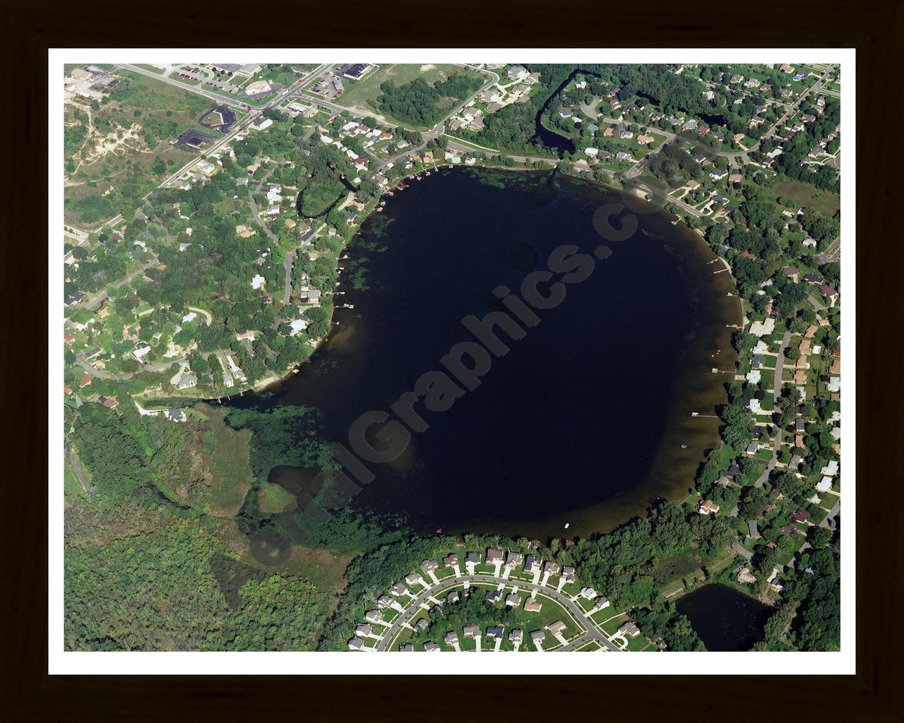 Aerial image of [2987] Pleasant Lake in Oakland, MI with Black Wood frame