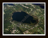 Aerial image of [2989] Maxfield Lake in Livingston, MI with Black Wood frame