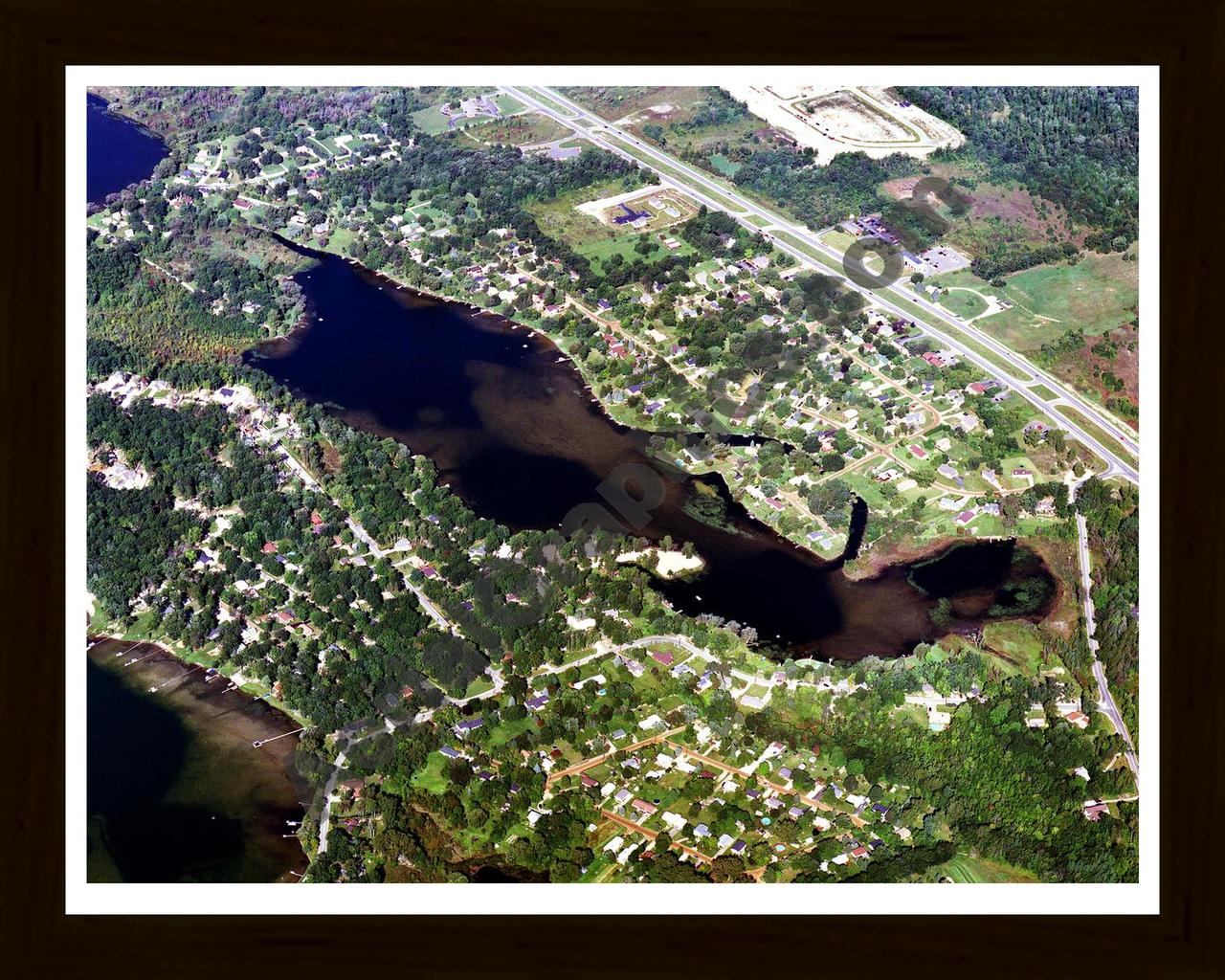 Aerial image of [2990] Handy Lake  in Livingston, MI with Black Wood frame