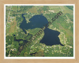 Aerial image of [29] Barnes Lake in Lapeer, MI with Natural Wood frame